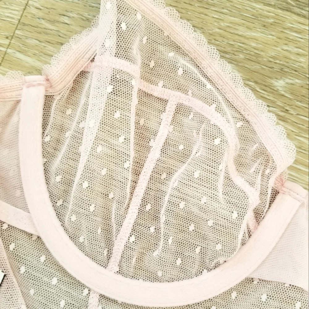 Victoria's Secret Very Sexy Pink Sheer Mesh Lace Garter Lingerie Dress NWT - Picture 10 of 12